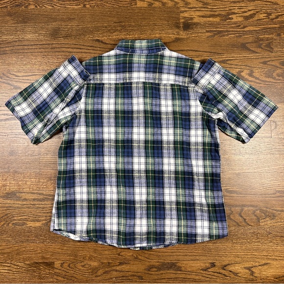 LL Bean Shirt Womens Large Green Blue Plaid Relaxed Fit Flannel Button Front - Picture 7 of 7
